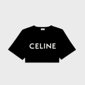 Celine crop black tee size small BNWT